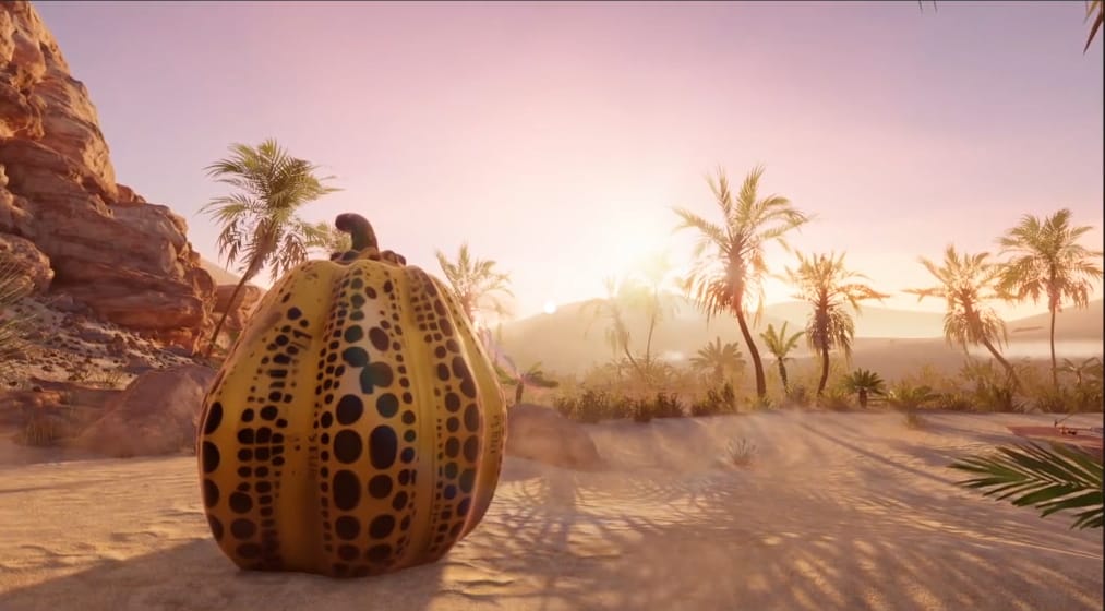 Yayoi Kusama Pumpkin in Desert Oasis